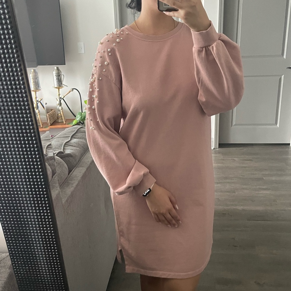 Bershka Pearled & Rhinestone Sweater Dress